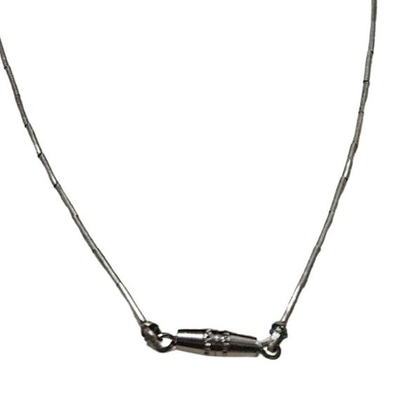 1970s Sterling Silver Liquid Beads Uncut Turquoise Black Stone Necklace - Picture 4 of 4